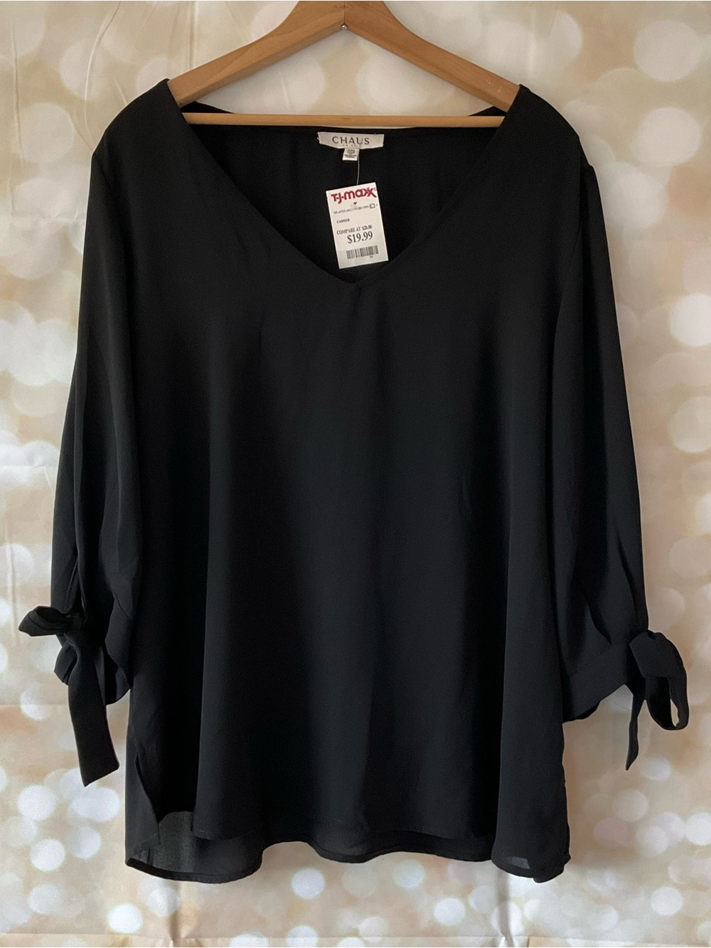 Chaus New York Black Sheer Blouse